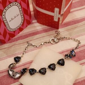 Stella & Dot Silver Necklace with Translucent Black Stones